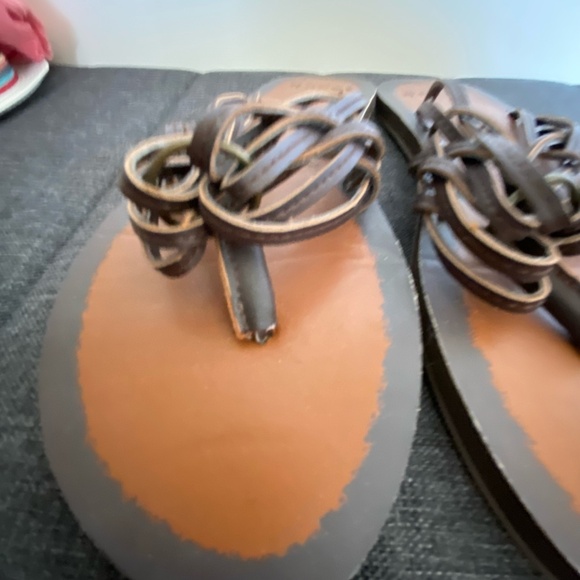 Sanuk Brown Strappy Beach Summer Yoga Flip Flops- Sz-10 - Picture 5 of 15